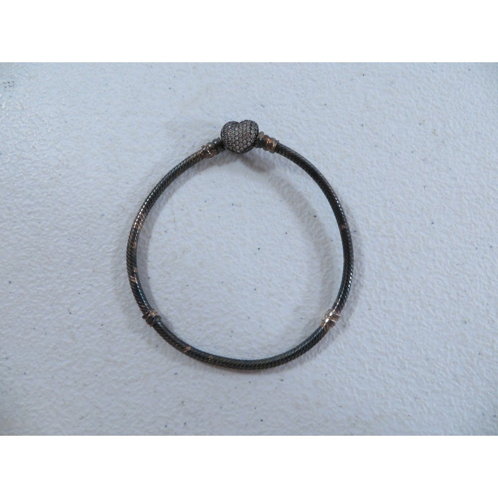 Pandora Moments Sparkling Heart Clasp Charm Bracelet Sterling 925 ALE 7.5" 19 CM